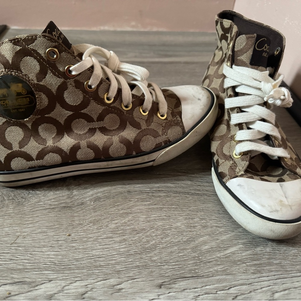 Coach Hi Top Brown Tennis Shoes  Cardinal Sneakers 7.5  7 1/2